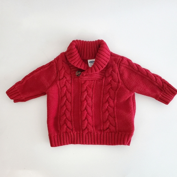 OLD NAVY Boys Sweater Cable Knit Red Size 0-3 M - Picture 2 of 7